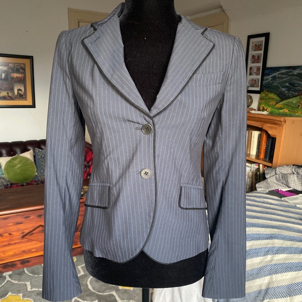 Theory blazer suit jacket pinstripe grey